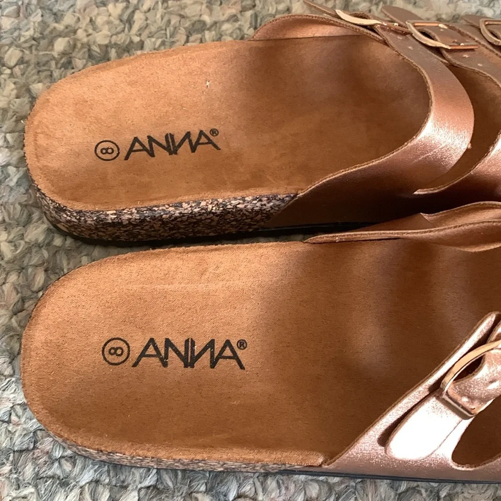 Anna Calista Rosegold Slide Sandals with Adjustable Straps 🆕